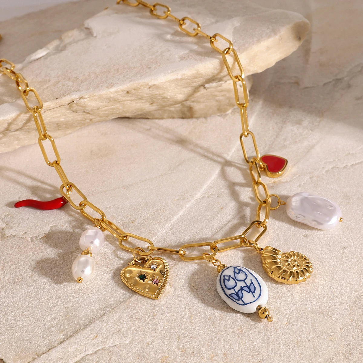 Love Pearls Charm Necklace