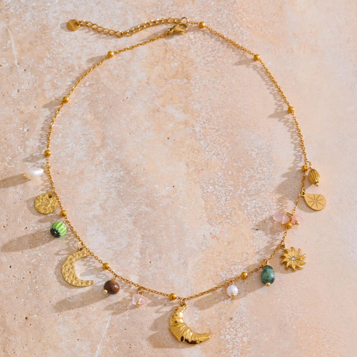 Croissant Flower Natural Necklace