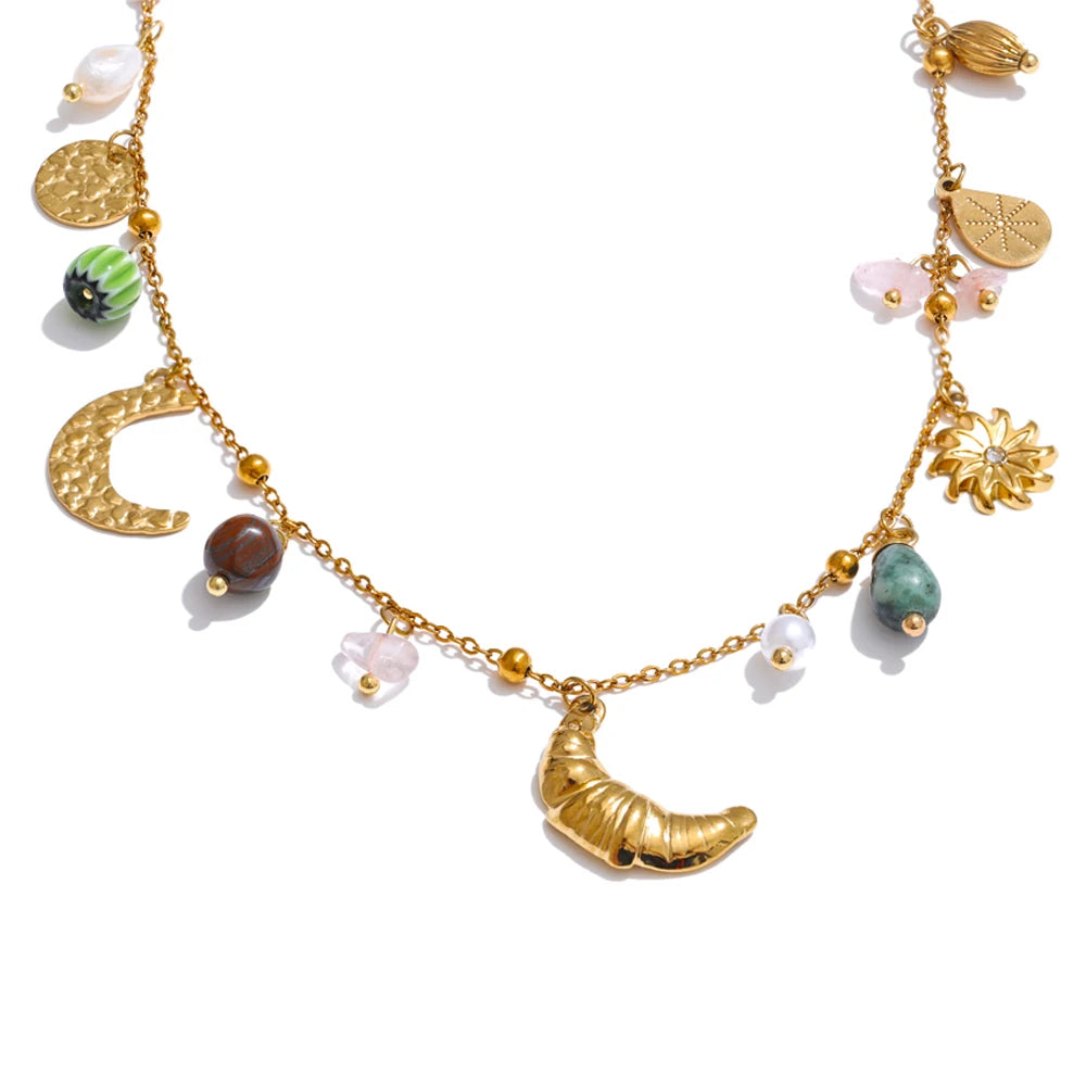 Croissant Flower Natural Necklace