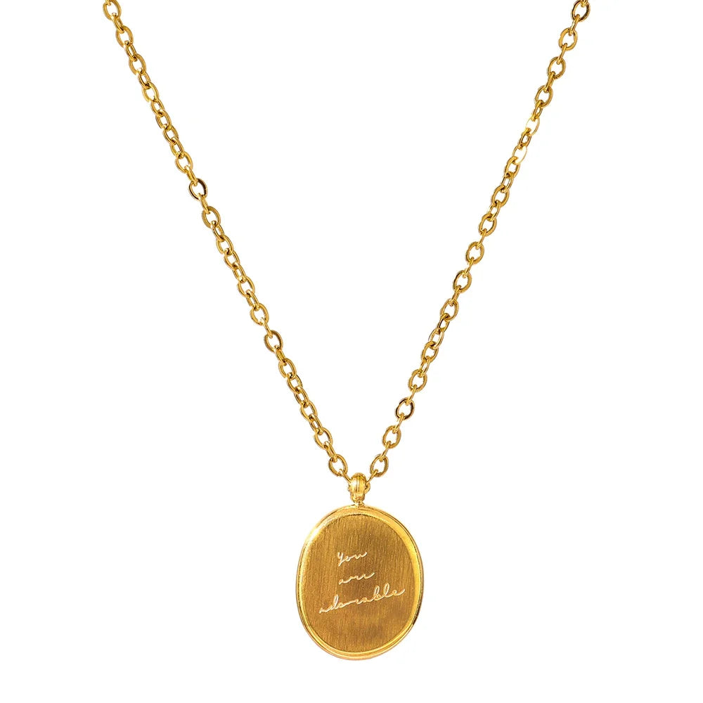 Round Pendant Necklace Statement 18 K