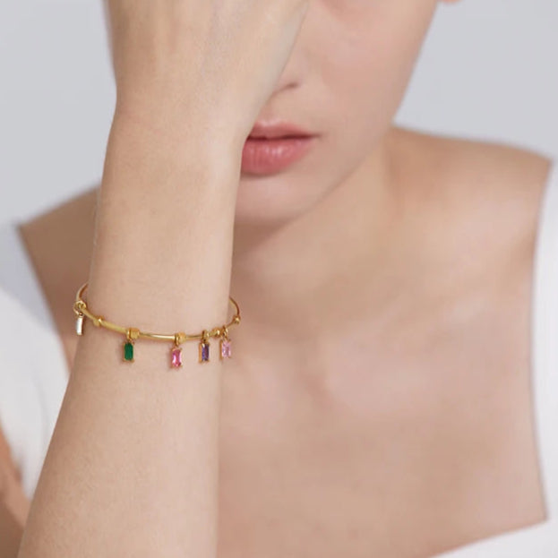 Colorful Cubic Zirconia Pendant Bracelet