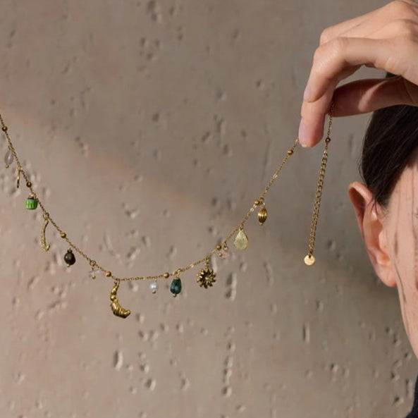Croissant Flower Natural Necklace