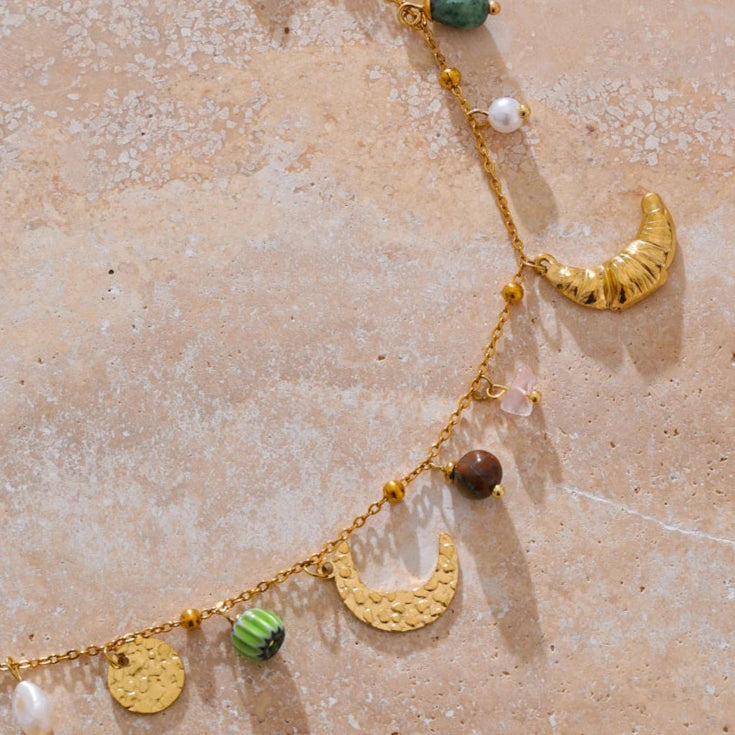 Croissant Flower Natural Necklace