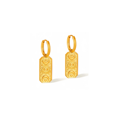 Zodiac Square 18k Gold Earrings