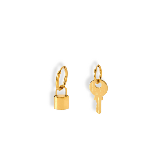 Lock Key Asymmetric Earrings