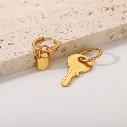 Lock Key Asymmetric Earrings