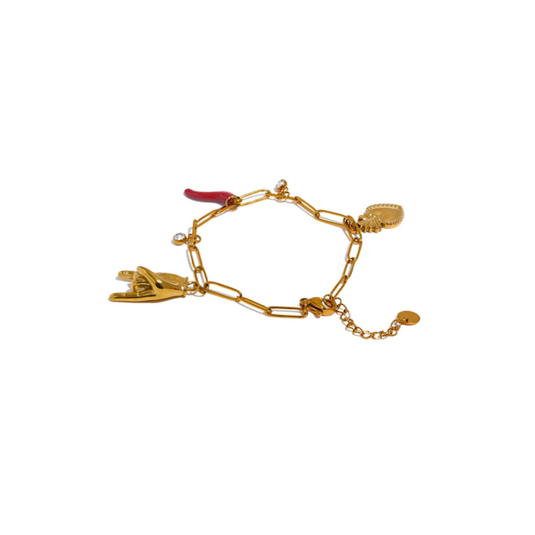 Multicharm Red Chili Bracelet