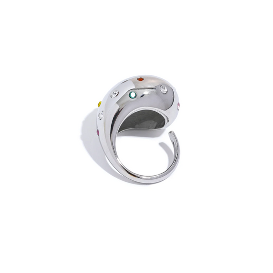 Shiny Cubic Zirconia Chunky Ring