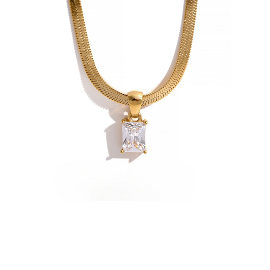 Square Cubic Zirconia Necklace