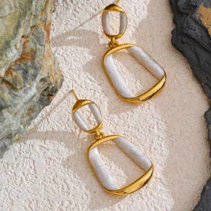 Rectangle Hollow Drop Earrings