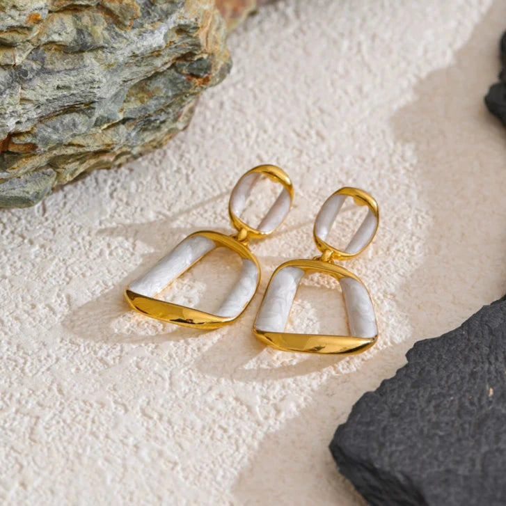 Rectangle Hollow Drop Earrings