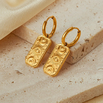 Zodiac Square 18k Gold Earrings