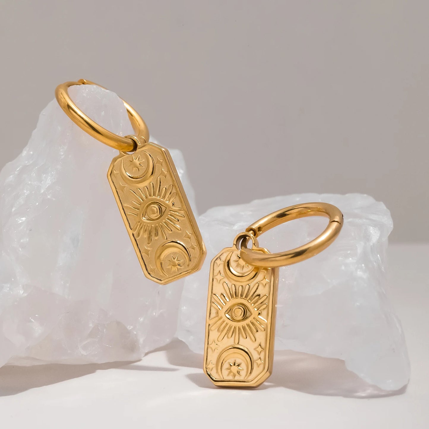 Zodiac Square 18k Gold Earrings