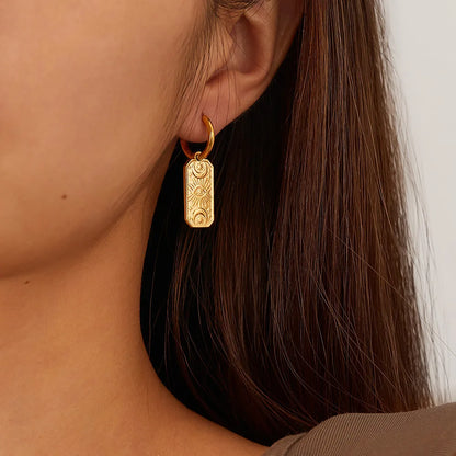 Zodiac Square 18k Gold Earrings